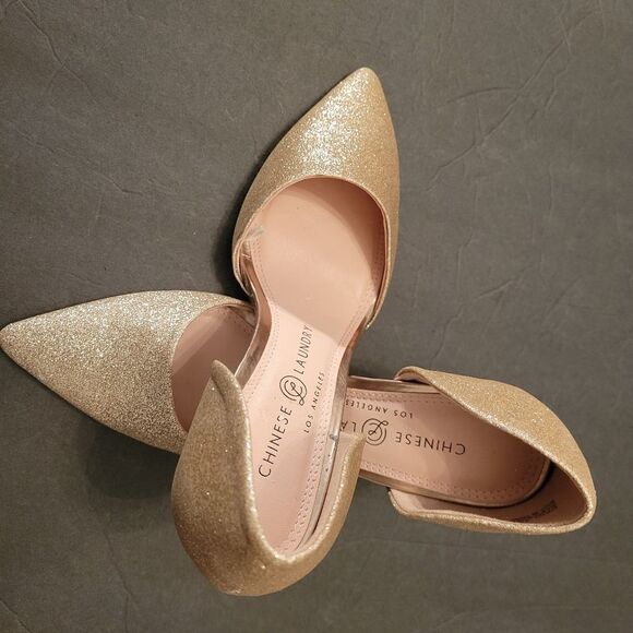BRAND NEW CHINESE LAUNDRY POINTED TOE GOLD  SHIMMER GLITTER SHOES - Picture 4 of 16